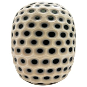 Pemberly Row Decorative Handmade Carved Lattice Glass Vase in Beige