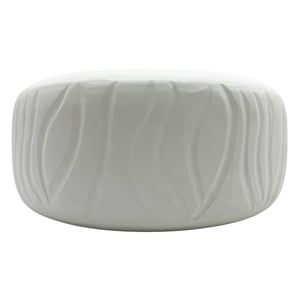 Pemberly Row 10&quot Decorative Handmade Glass Wavy Textured Round White Vase