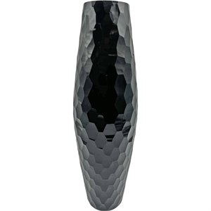 Pemberly Row 17&quot High Decorative Handmade Patterned Cylinder Glass Vase in Black