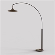 Pemberly Row 1-Light Arc Floor Lamp - Black Walnut Gold Leaf Marble Base Dimmer