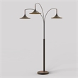 Pemberly Row 3-Light Arc Floor Lamp - Black Walnut Gold Leaf Marble Base Dimmer