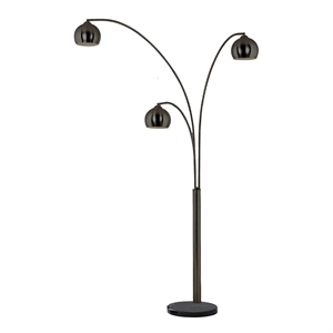 Pemberly Row Triplet 3-Light Arc Floor Lamp - Black Nickel Marble Base Dimmer
