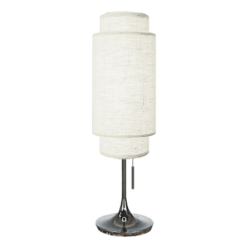 Pemberly Row Black Nickel Crimson Red Linen Shade On/Off Pull Chain Table Lamp