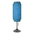 Pemberly Row Table Lamp in Black Nickel Sky Blue Linen Shade On/Off Pull Chain
