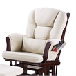 Pemberly Row Glider Manual Recliner Chair w Ottoman- Brown Wood- Square Beige