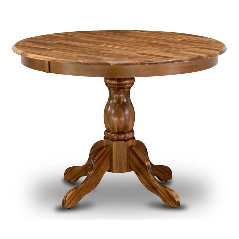 Pemberly Row Wood Dining Table with Pedestal Legs in Natural