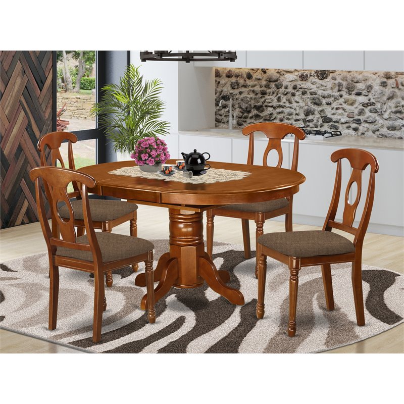 Pemberly Row 5-piece Wood Dining Table and Chair Set in Saddle Brown