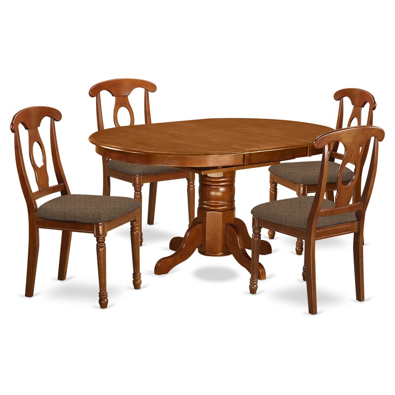 Pemberly Row 5-piece Wood Dining Table and Chair Set in Saddle Brown
