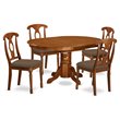 Pemberly Row 5-piece Wood Dining Table and Chair Set in Saddle Brown