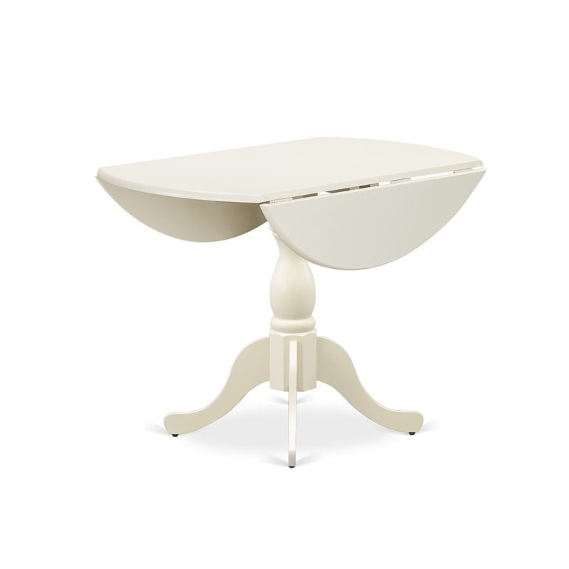 Pemberly Row Wood Dining Table with Pedestal Legs in Linen White