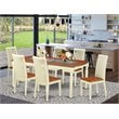 Pemberly Row Traditional 7-piece Wood Kitchen Set in Buttermilk/Cherry