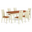 Pemberly Row Traditional 7-piece Wood Kitchen Set in Buttermilk/Cherry