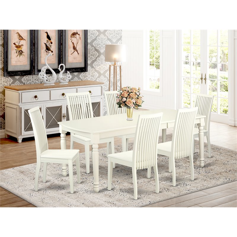 Pemberly Row 7-piece Wood Dining Table and Chairs in Linen White