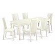 Pemberly Row 7-piece Wood Dining Table and Chairs in Linen White