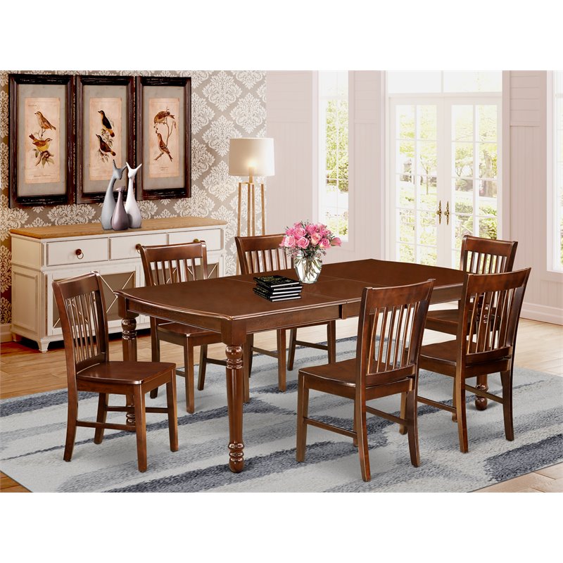 Pemberly Row 7-piece Wood Chairs and Dining Table in Mahogany