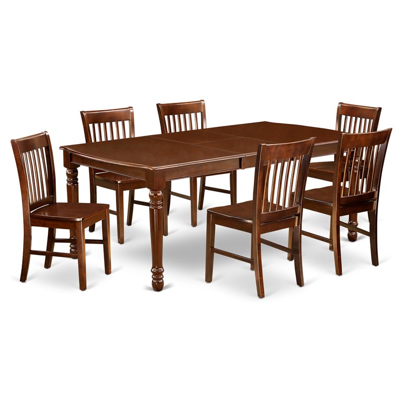 Pemberly Row 7-piece Wood Chairs and Dining Table in Mahogany