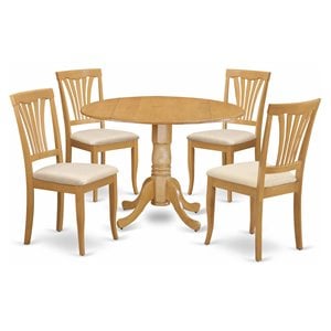 Pemberly Row 5-piece Wood Dining Set with Round Table in Oak