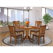 Pemberly Row 5-piece Dining Set with Round Table in Saddle Brown