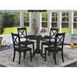 Pemberly Row 5-piece Wood Dining Set with Round Table in Black