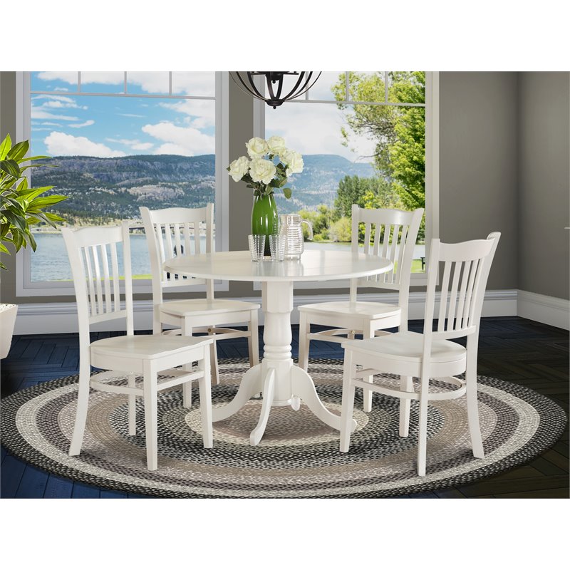 Pemberly Row 5-piece Wood Dining Table and Chair Set in White