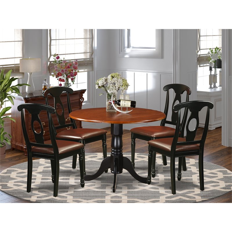 Pemberly Row 5-piece Dining Table and Chair Set in Black/Cherry