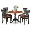 Pemberly Row Traditional 5-piece Wood Kitchen Set in Black/Cherry