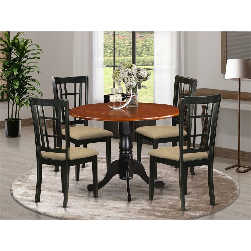 Pemberly Row 5-piece Table and Dining Chair Set in Black/Cherry