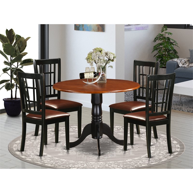 Pemberly Row 5-piece Kitchen Table and Chair Set in Black/Cherry