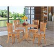 Pemberly Row Traditional 5-piece Traditional Wood Dining Set in Oak