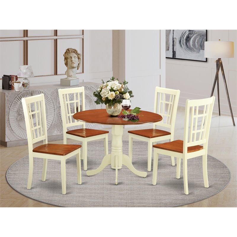 Pemberly Row 5-piece Wood Dining Table and Chair Set in Cherry