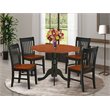 Pemberly Row 5-piece Dining Set with Round Table in Black/Cherry
