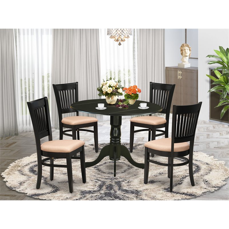 Pemberly Row 5-piece Wood Dining Set with Slatted Back in Black