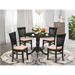 Pemberly Row 5-piece Wood Dining Set with Slatted Back in Black