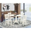 Pemberly Row 5-piece Wood Dining Set with Slat Back in Linen White