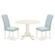 Pemberly Row 3-piece Wood Dining Set in Linen White/Baby Blue