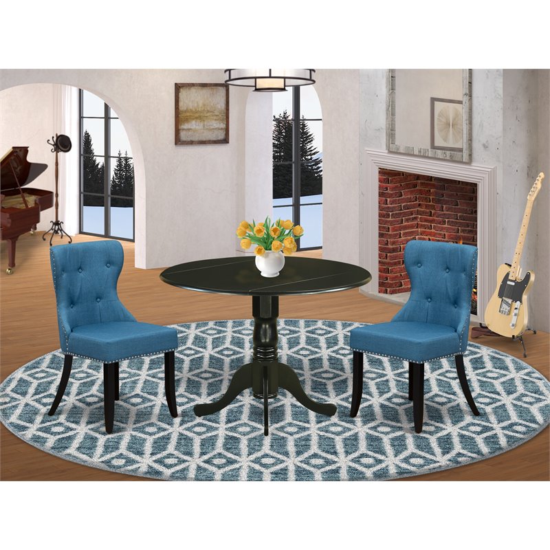 Pemberly Row 3-piece Traditional Wood Dining Set in Black Finish