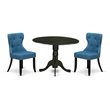 Pemberly Row 3-piece Traditional Wood Dining Set in Black Finish