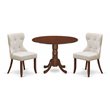 Pemberly Row Traditional 3-piece Wood Dining Table Set in Mahogany