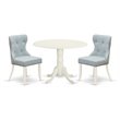 Pemberly Row Traditional 3-piece Wood Dining Table Set in Linen White
