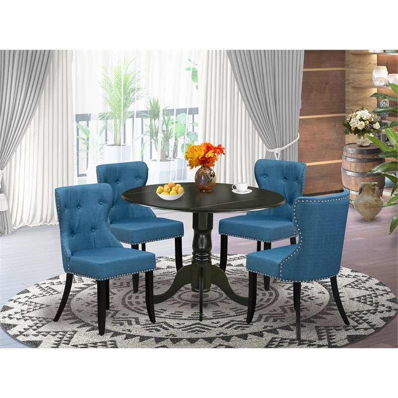 Pemberly Row Traditional 5-piece Wood Dining Room Set in Black