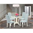 Pemberly Row 5-piece Wood Dining Set in Linen White/Baby Blue