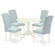 Pemberly Row 5-piece Wood Dining Set in Linen White/Baby Blue