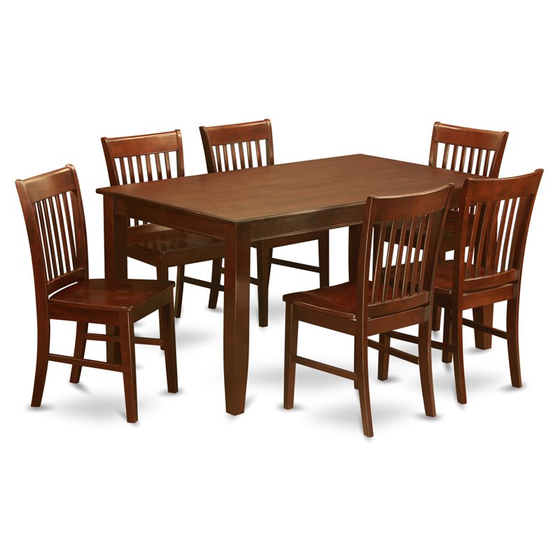 Pemberly Row Traditional 7-piece Wood Dining Room Table Set in Mahogany