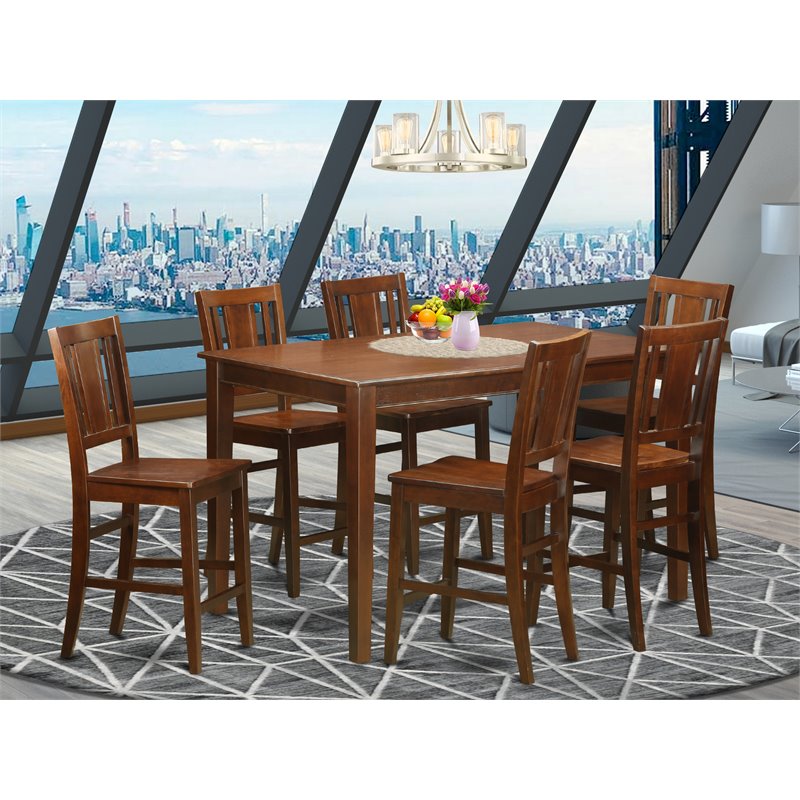 Pemberly Row 7-piece Pub Table and Dining Chair Set in Mahogany
