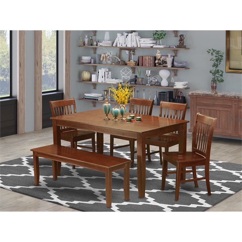 Pemberly Row 6-piece Traditional Wood Dining Set in Mahogany