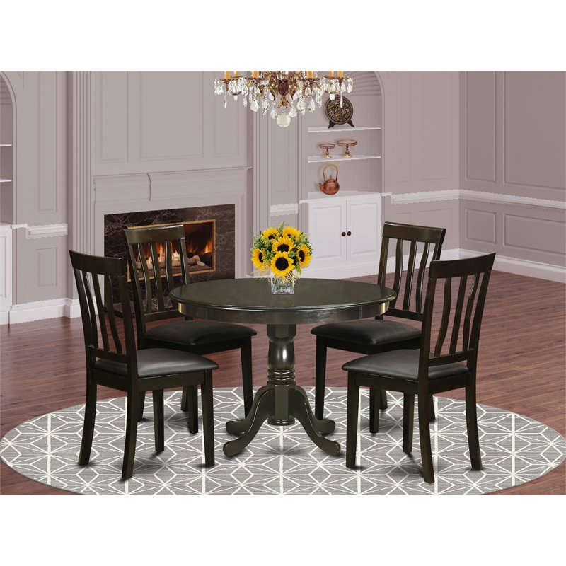 Pemberly Row Traditional 5-piece Wood Kitchen Set in Cappuccino