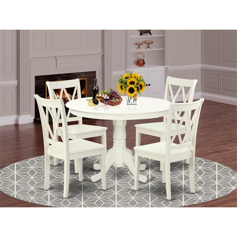 Pemberly Row 5-piece Wood Dining Set with X-Back Chairs in White