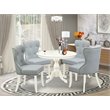 Pemberly Row 5-piece Wood Dining Set in Linen White/Baby Blue