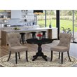 Pemberly Row Traditional 3-piece Wood Dining Set in Black/Coffee