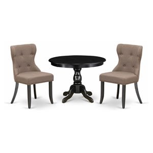 Pemberly Row Traditional 3-piece Wood Dining Set in Black/Coffee
